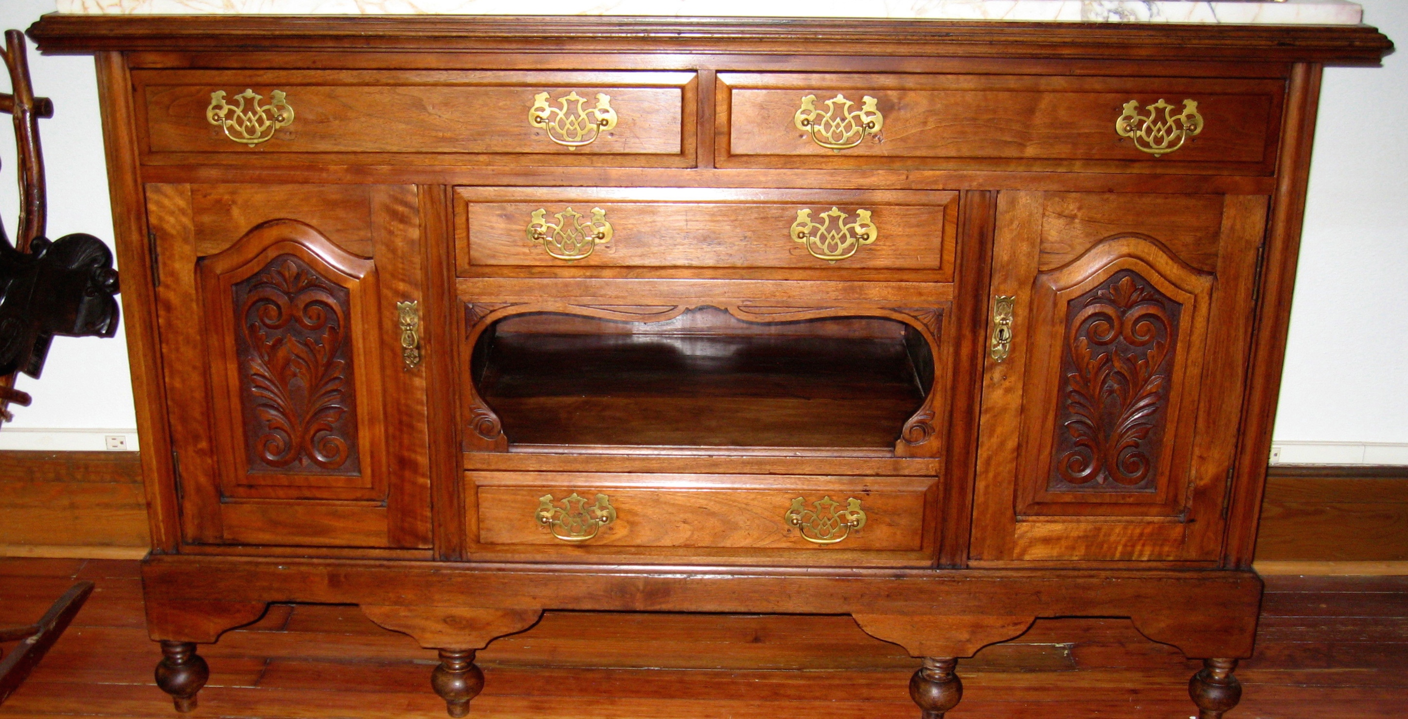 19th Century English Walnut Sideboard (20 1/2" D x 61" W x 36 1/2" H) (Original Condition - We Will restore to Your Specifications)