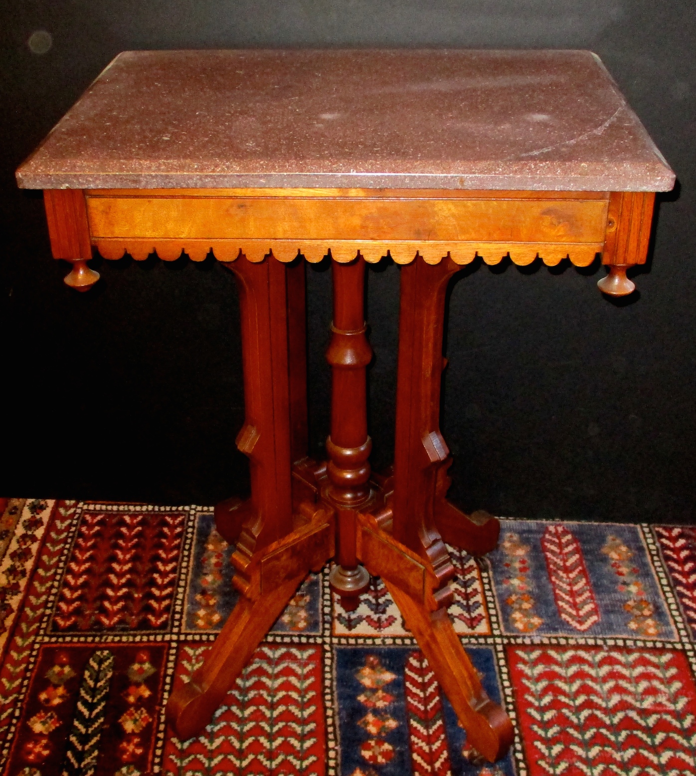 Ca.1880 American Aesthetic Walnut Table w/Marble Top