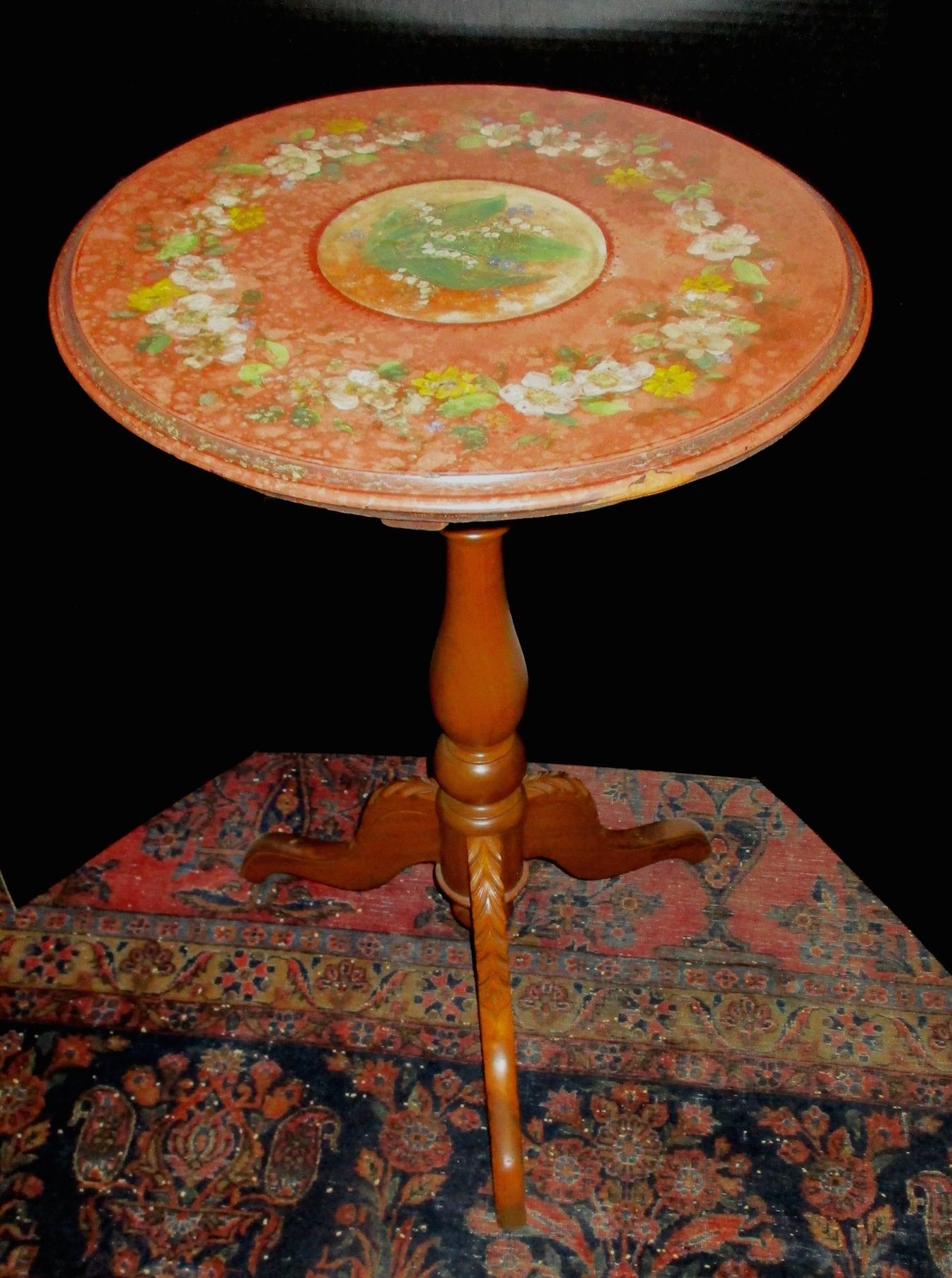 Hand-painted Stone Top Side Table