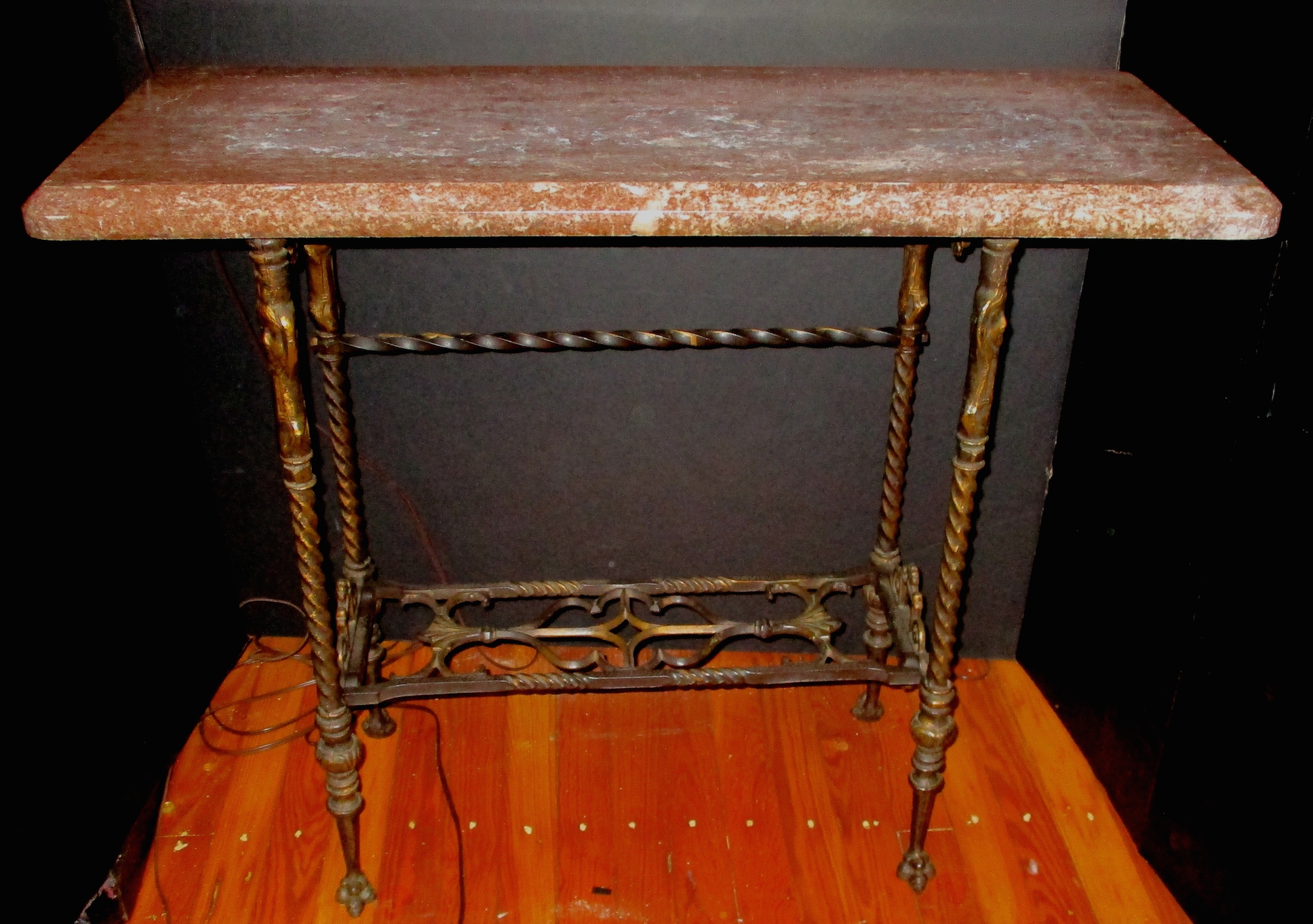 Cast Iron Side Table w/Marble Top