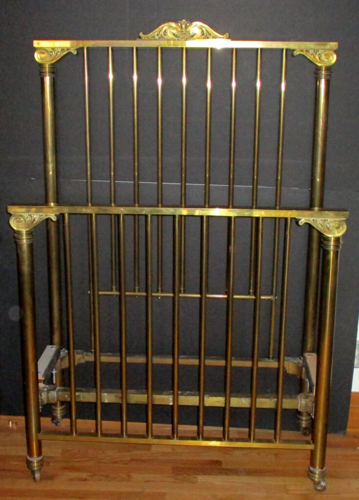 1 of a Pair of Ca.1900 Premium Brass Beds (Headboard - 64 1/2 H x 43 1/4" W) (Footboard - 41 1/2" H x 43 1/4" W) (Opening for Mattress - 78"L)