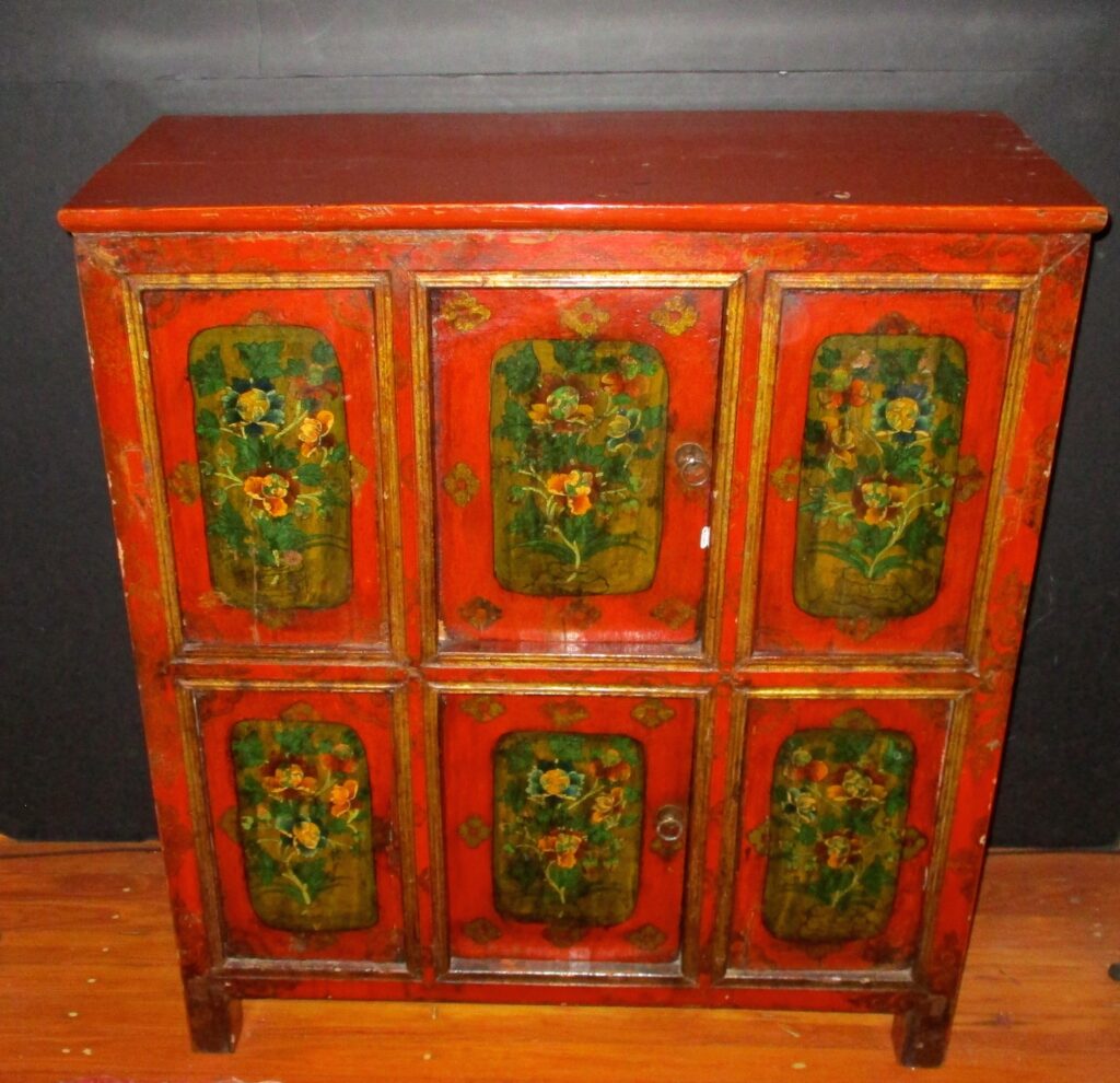 19th Century Tibetan Hand-crafted Cabinet (34" W x 39" H x 13 1/2" )