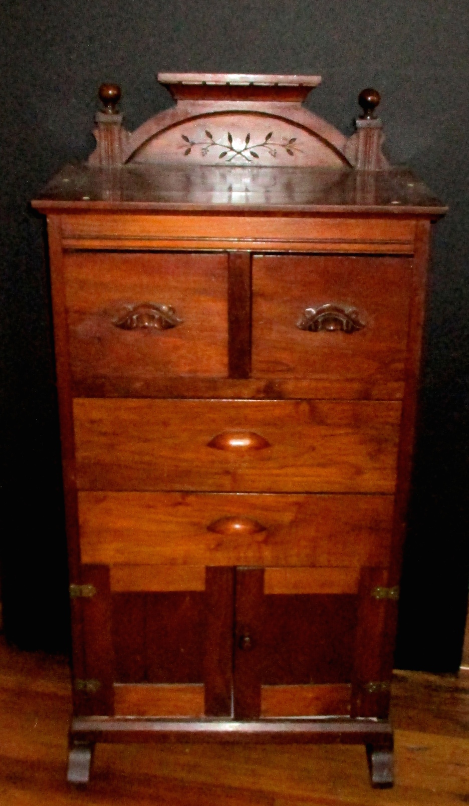Mahogany Barber's Cabinet ( 24 1/2" W x 12 1/2" D x 49" H) (Original Condition - We Will Restore to Your Specifications)