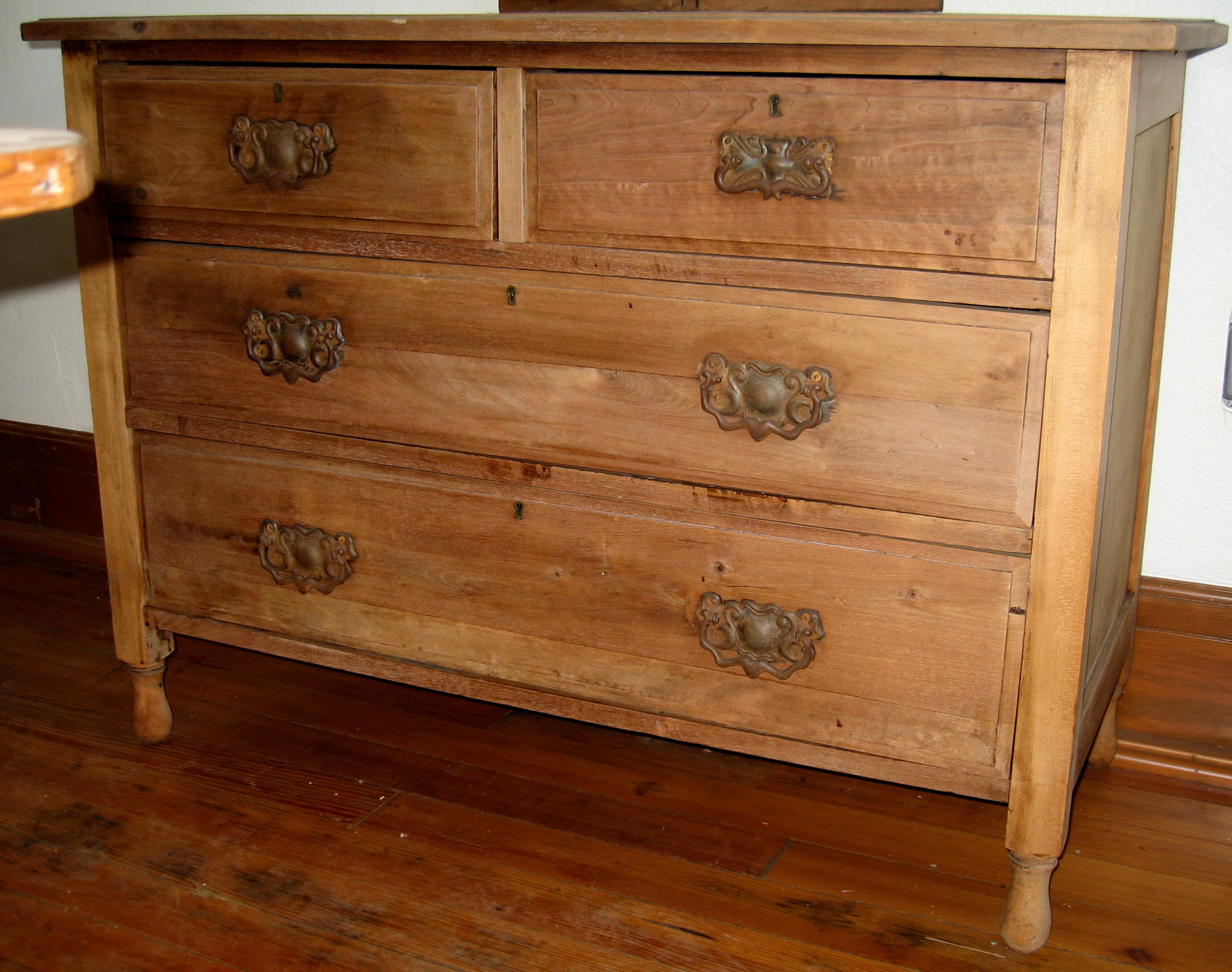 19th Century English 4-Drawer Dresser (Has been stripped& Ready to Re-finish) - (We Will Restore to Your Specifications)