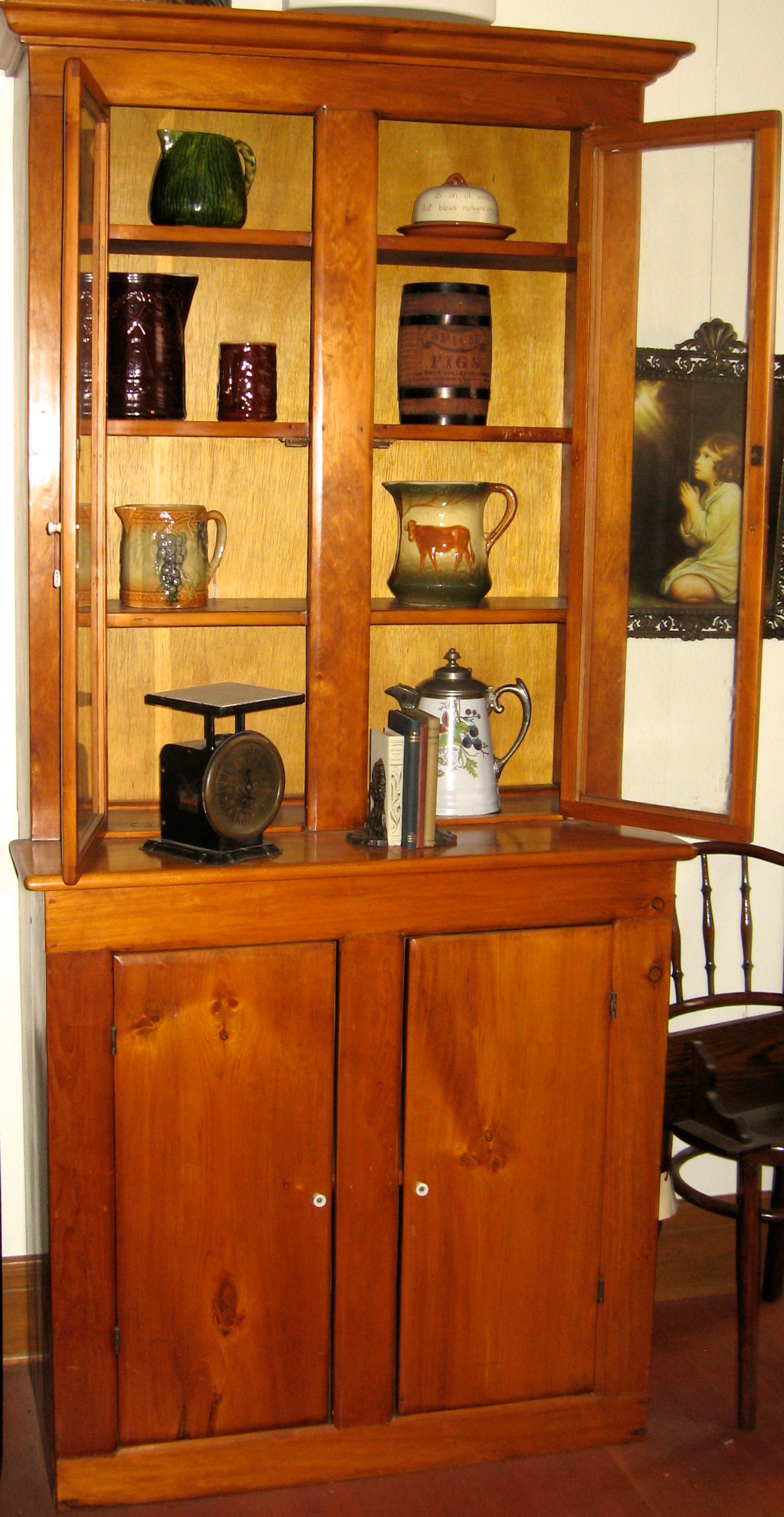 19th Century Step-back Pine Cabinet (18 1/2" D x 38 W x 83 1/2"H)