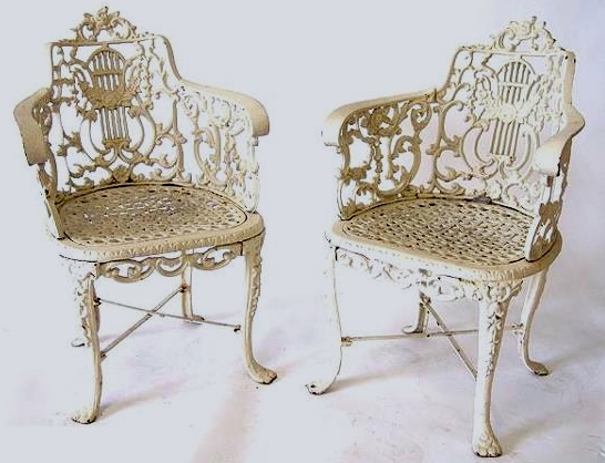 Pair of 19th Century Cast Iron Garden Chairs (Max Dimensions - 33