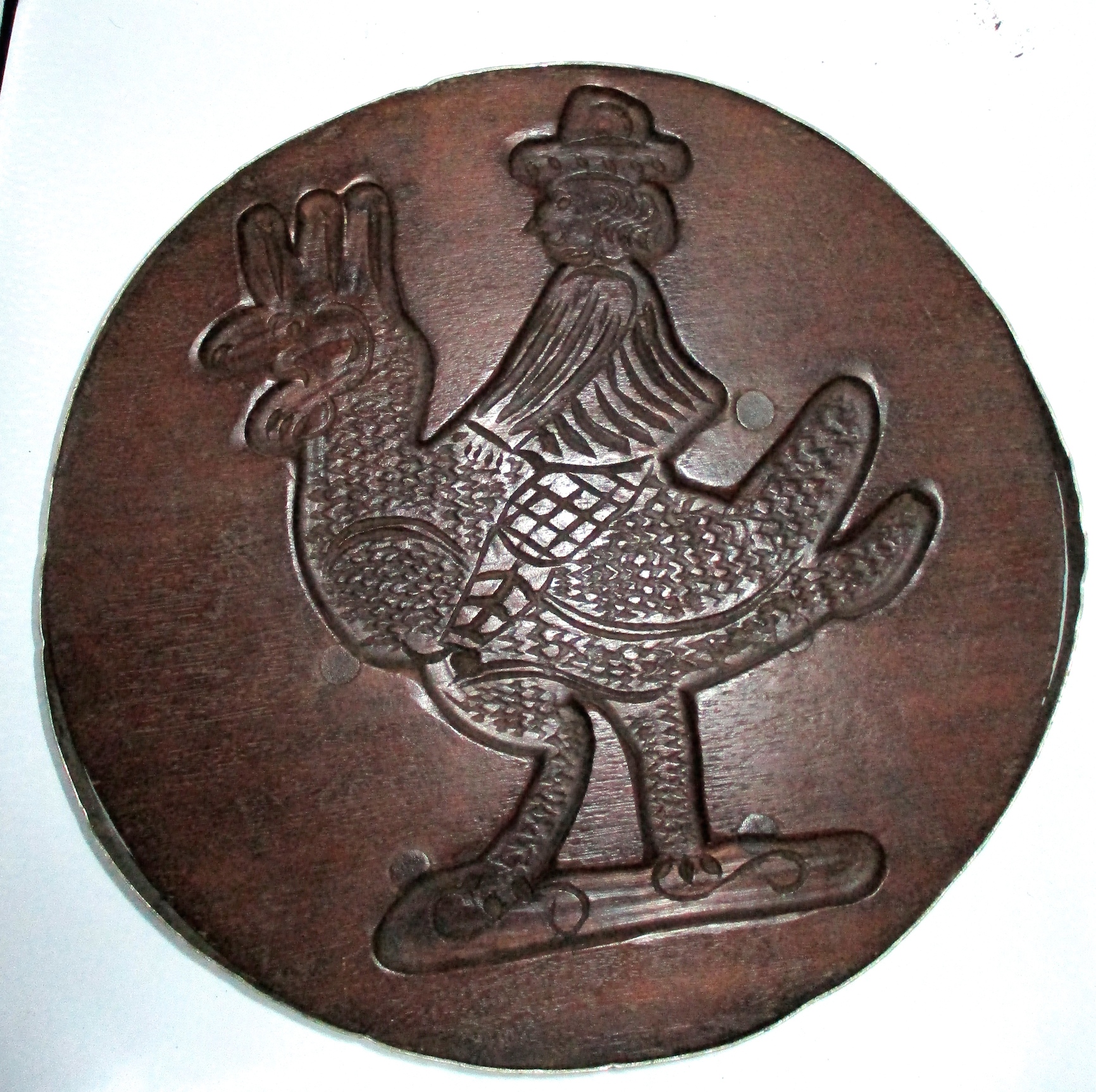 19th Century Hand-carved Figural "Fairing Cookie" Mold (15" Diameter)