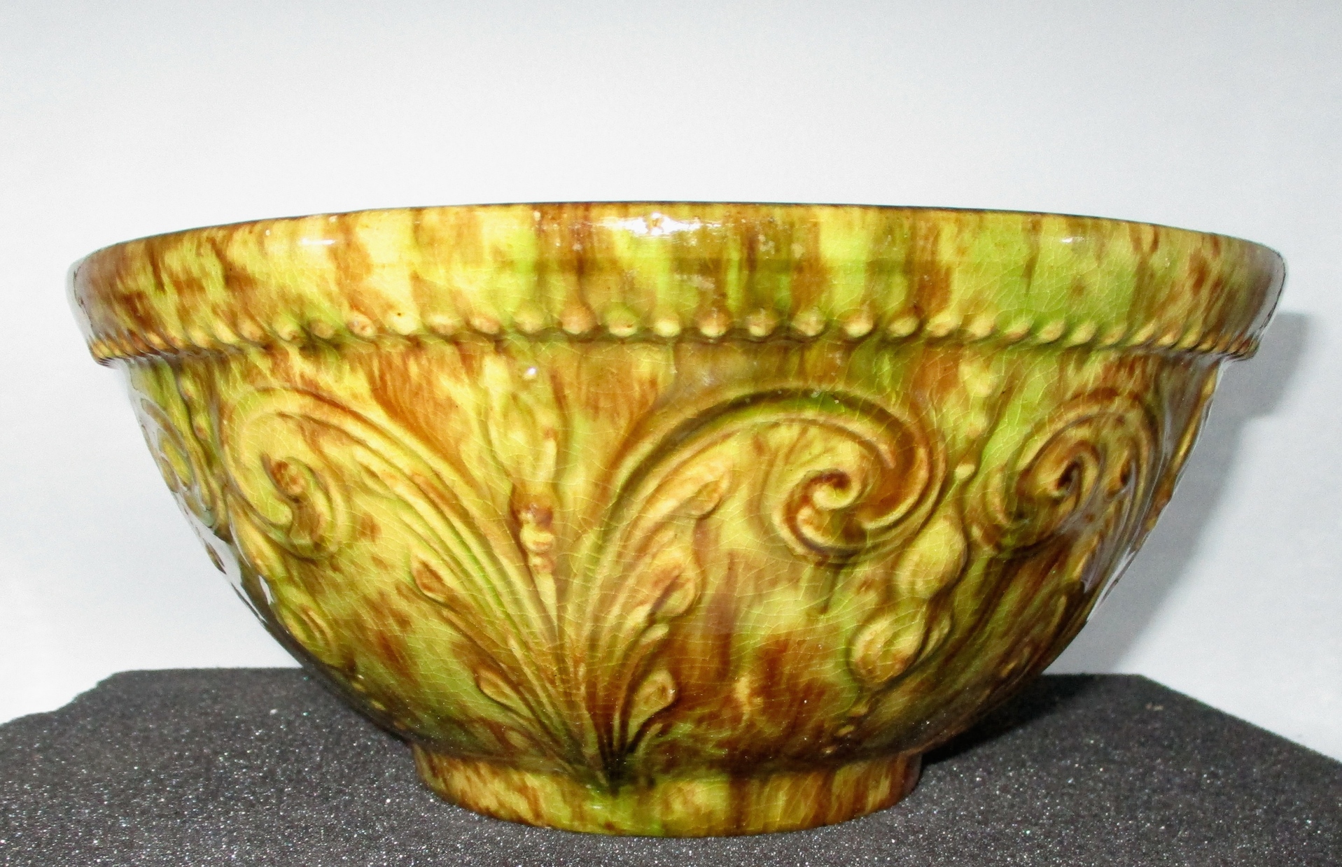 Yellow Ware Swirl Pottery Bowl