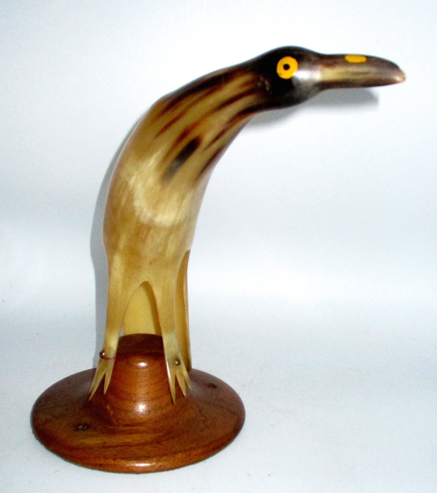 Penguin Statue Hand-made From a Cow Horn (9" H)