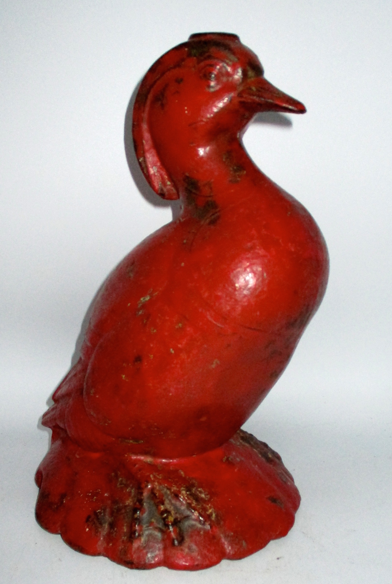 Cast Iron Nuydea Wood Duck Sprinkler w/o Sprinkler Head and Old Red Paint