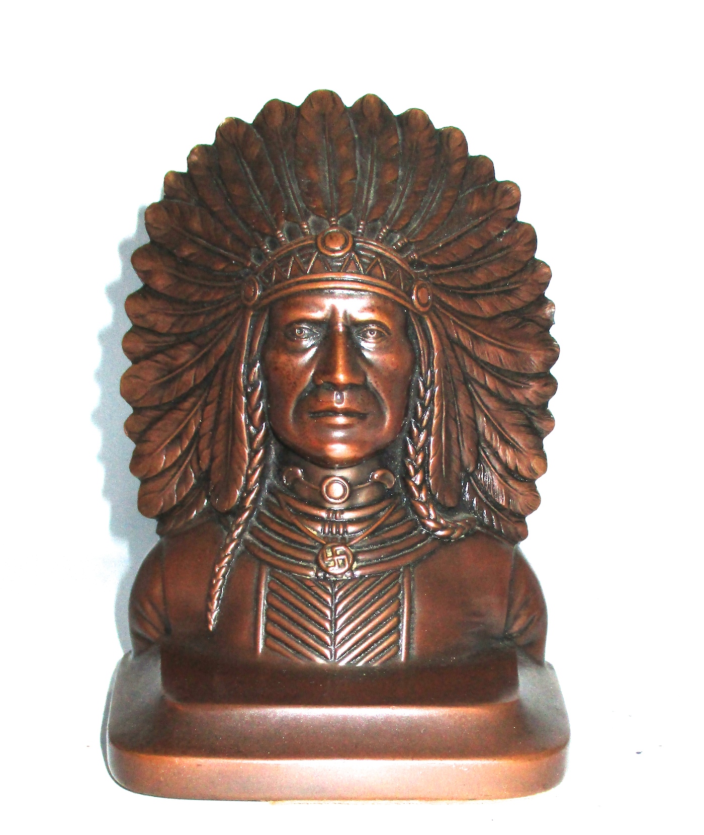 Pair of Jennings Brothers Bronze Indian Chief Bookends (6 1/2" H)