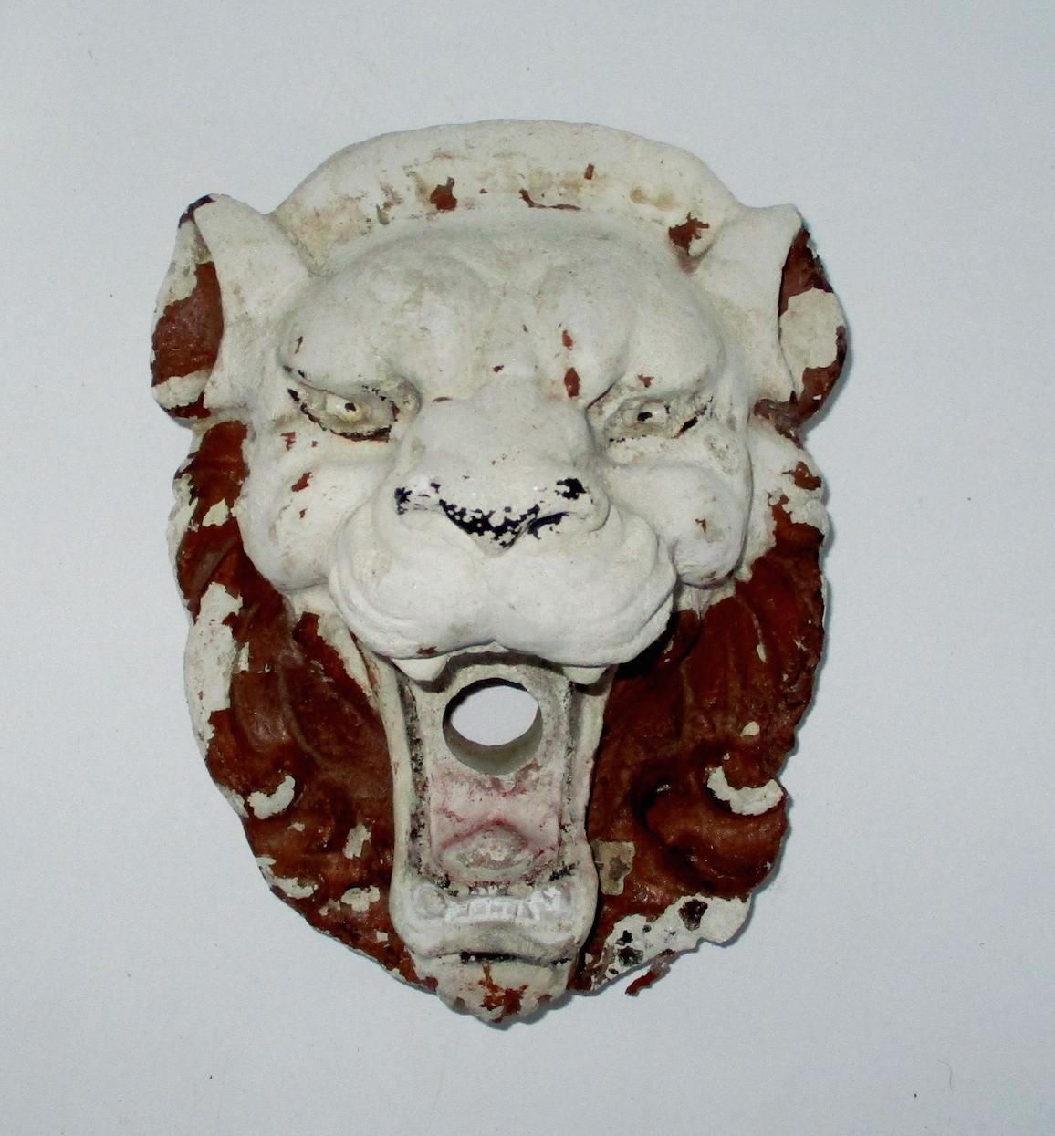 Painted Terra Cotta Lion Head Embellishment (5" x 6 1/2" x 8")