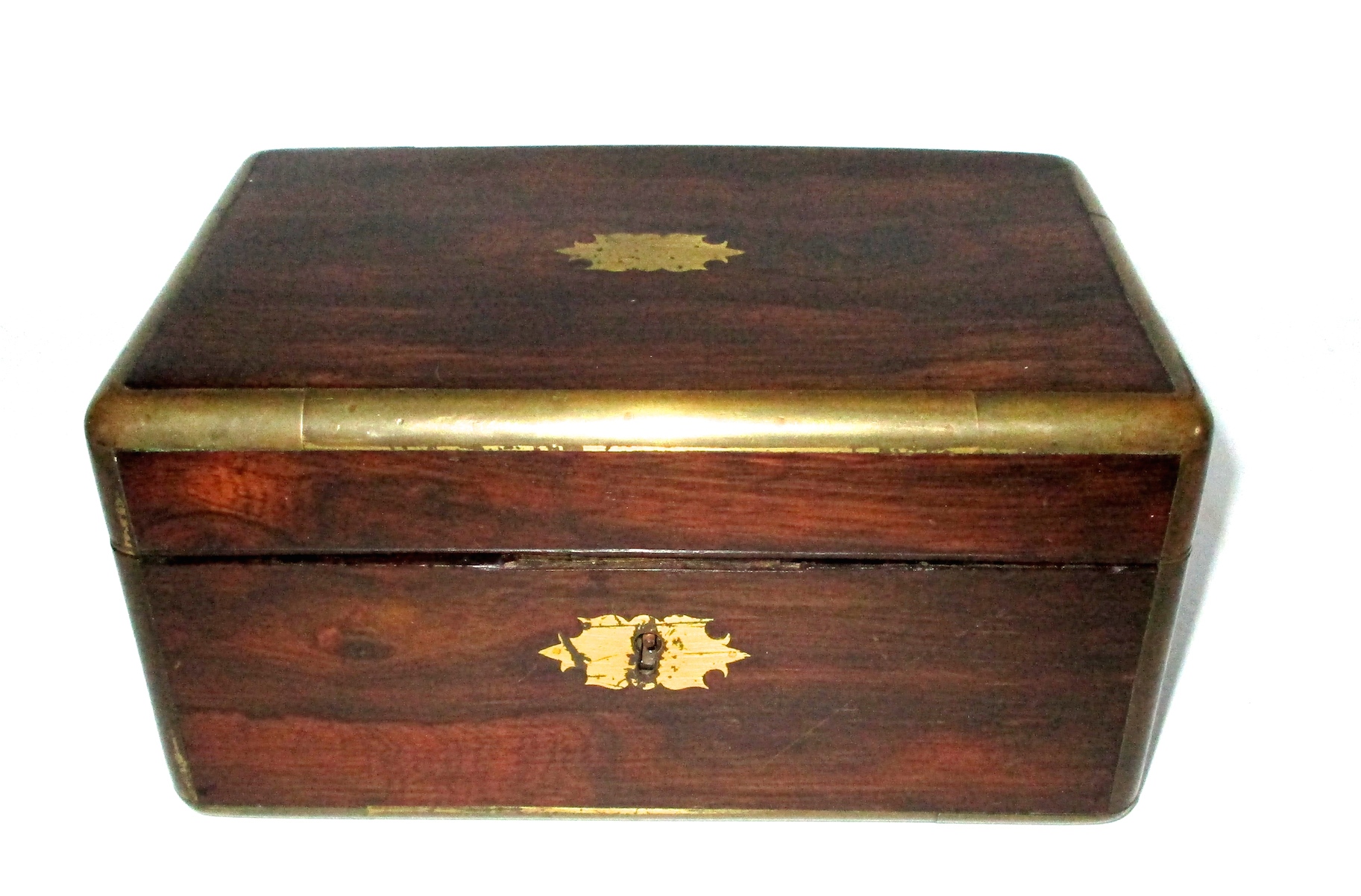 Early 19th Century Rosewood Traveling Box w/Original Glass Vials (5 1/2" x 8 1/2" x 4")