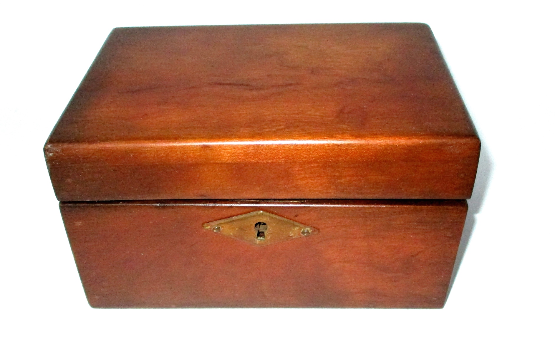 19th Century Wooden Box w/lock (3 3/4" x 4 3/4" x 6 3/4")