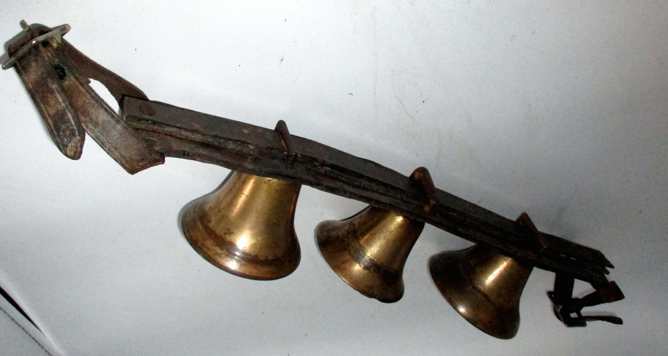 Set of 3 Wagon Bells on a Leather Strap