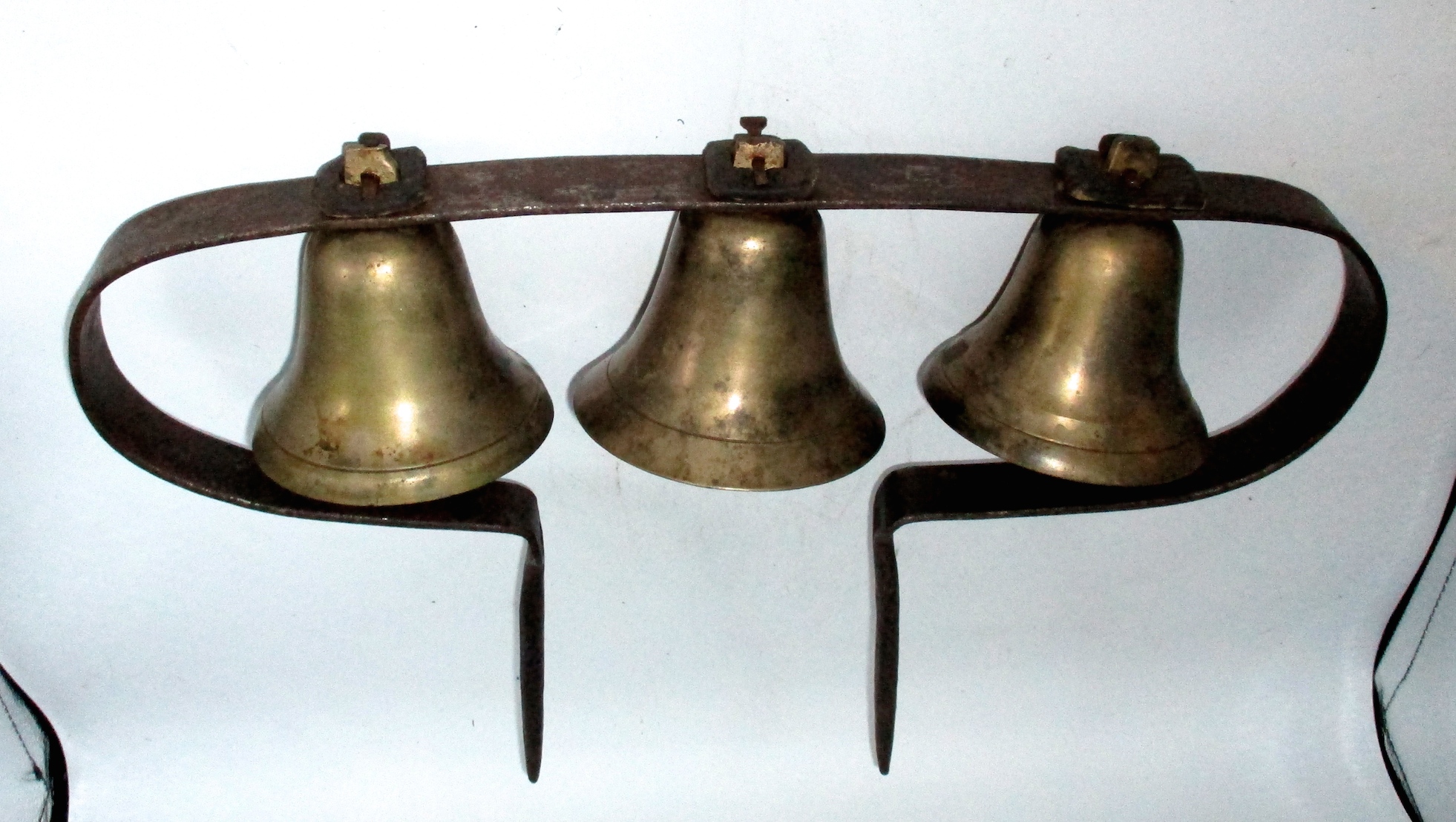 Set of 3 Yoke Bells on a Forged Iron Frame