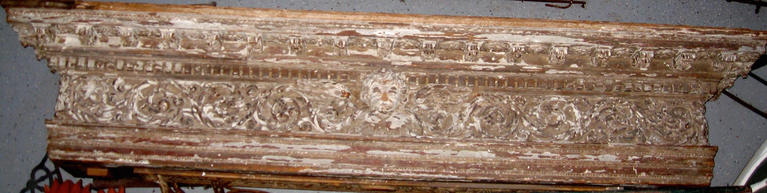 19th Century Carved Pediment from Scotland (113" x 21" x 21") (front view