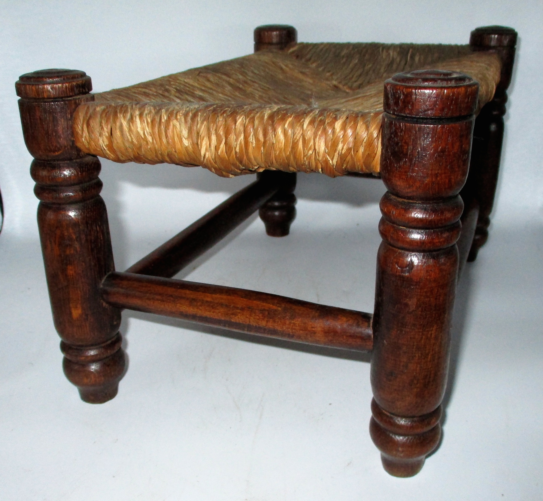 Small Oak Footstool w/Raffia Seat