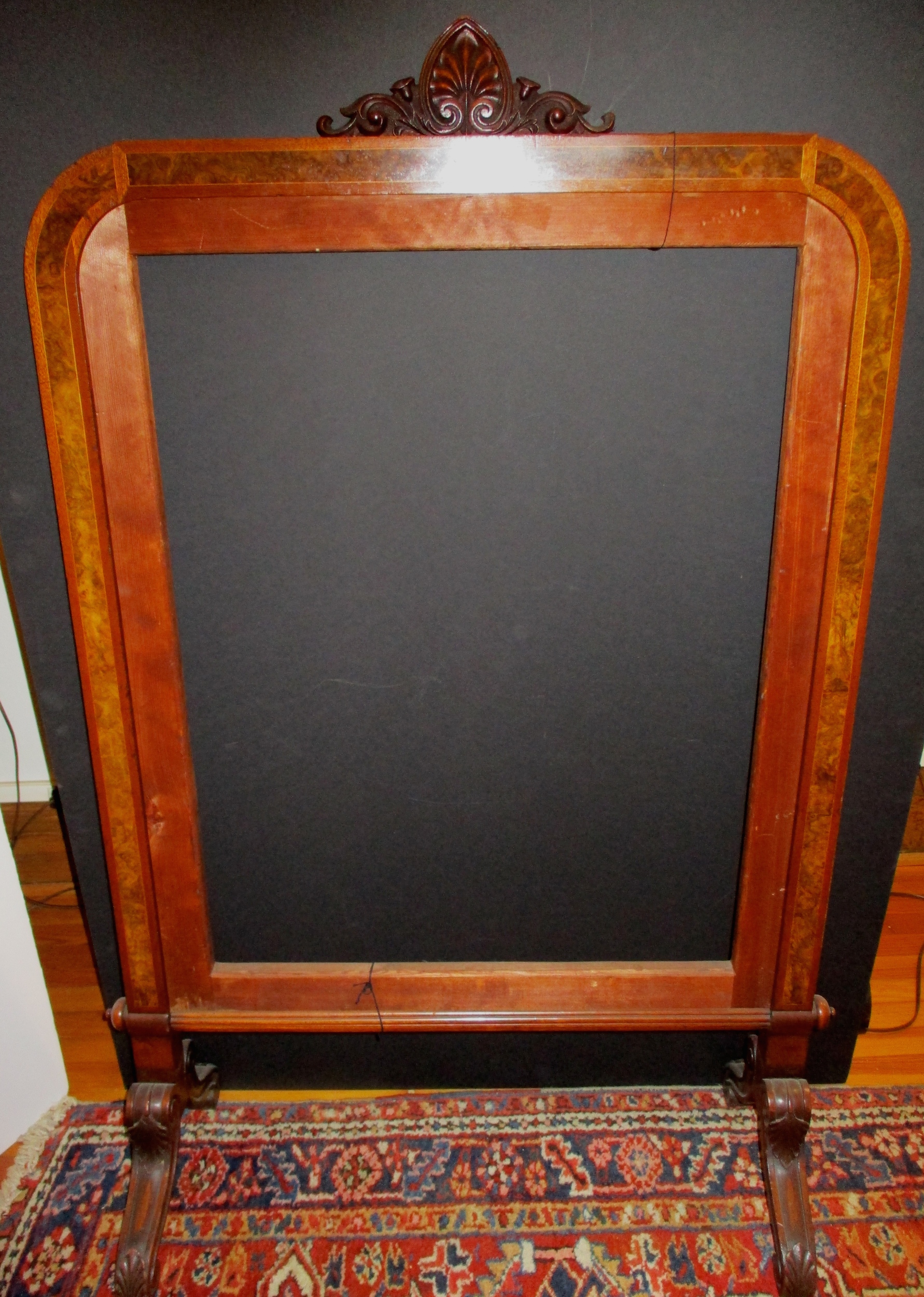 19th Century French Hand-carved Walnut Fireplace Screen Frame ( 26