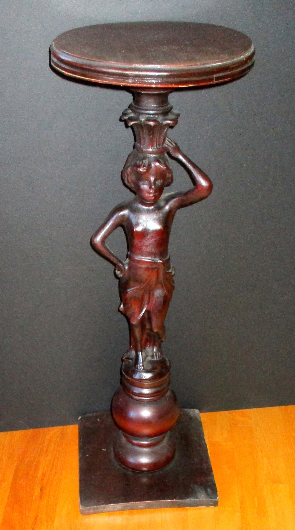 Mahogany Figural Stand on Wood Base (We Can Restore to Customer's Specifications)