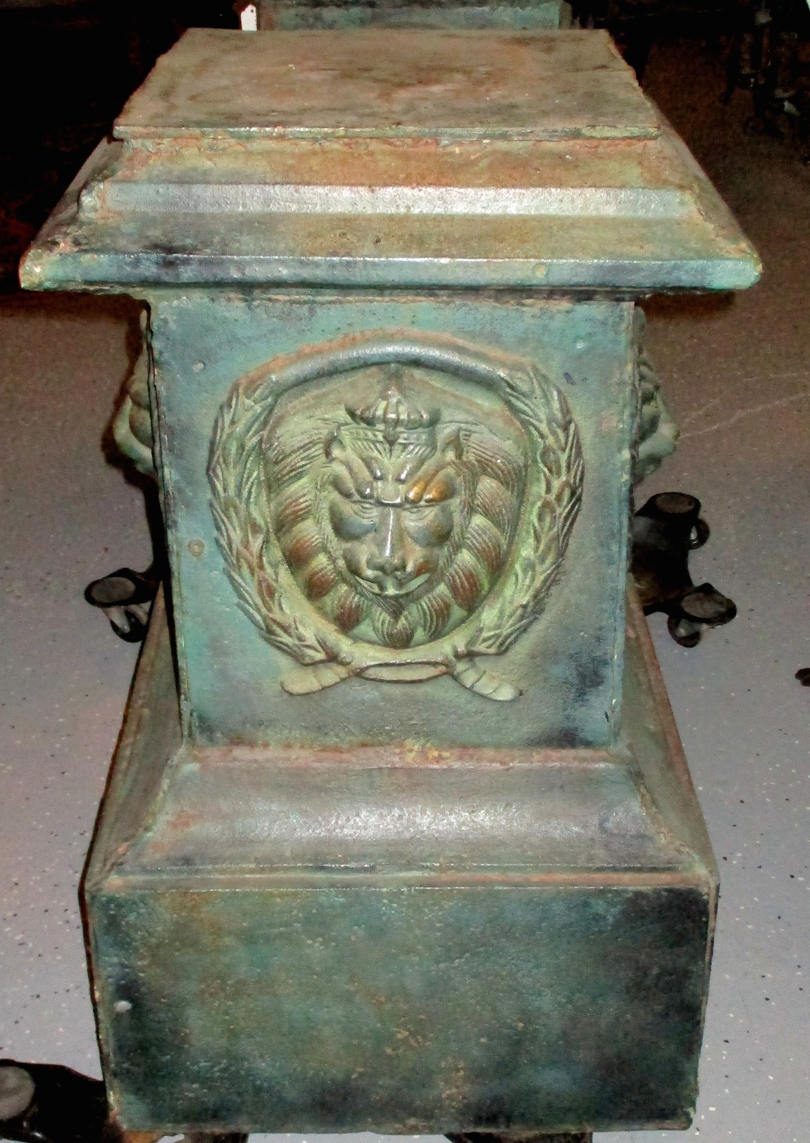 One of a Pair of Large Iron Garden Pedestals (18 1/2" square base x 32" high - SOLD