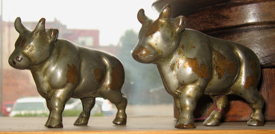 Pair of Nickel -plated Oxen