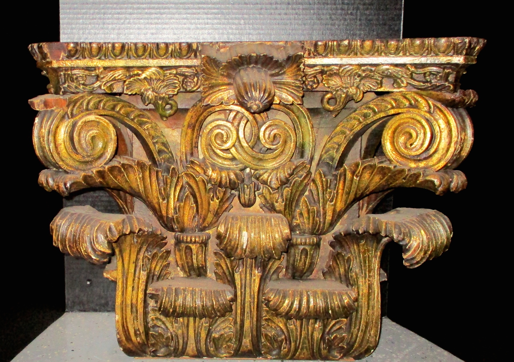 Hand-carved, Gilded Wooden Corinthian Capital