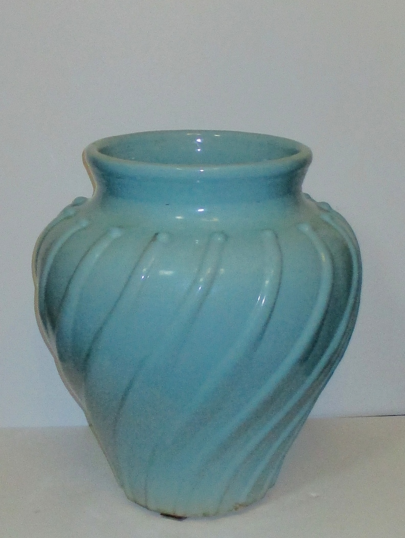 Teal Blue Pottery Floor Vase ( 20" H x 18" D)