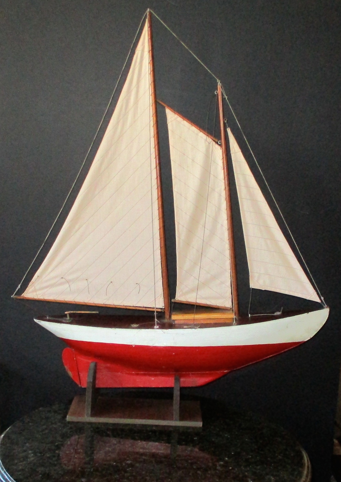 Hand-crafted Pond Sailing Boat (w/Stand - 30" L x 40 1/2" H x 7 1/2" W)