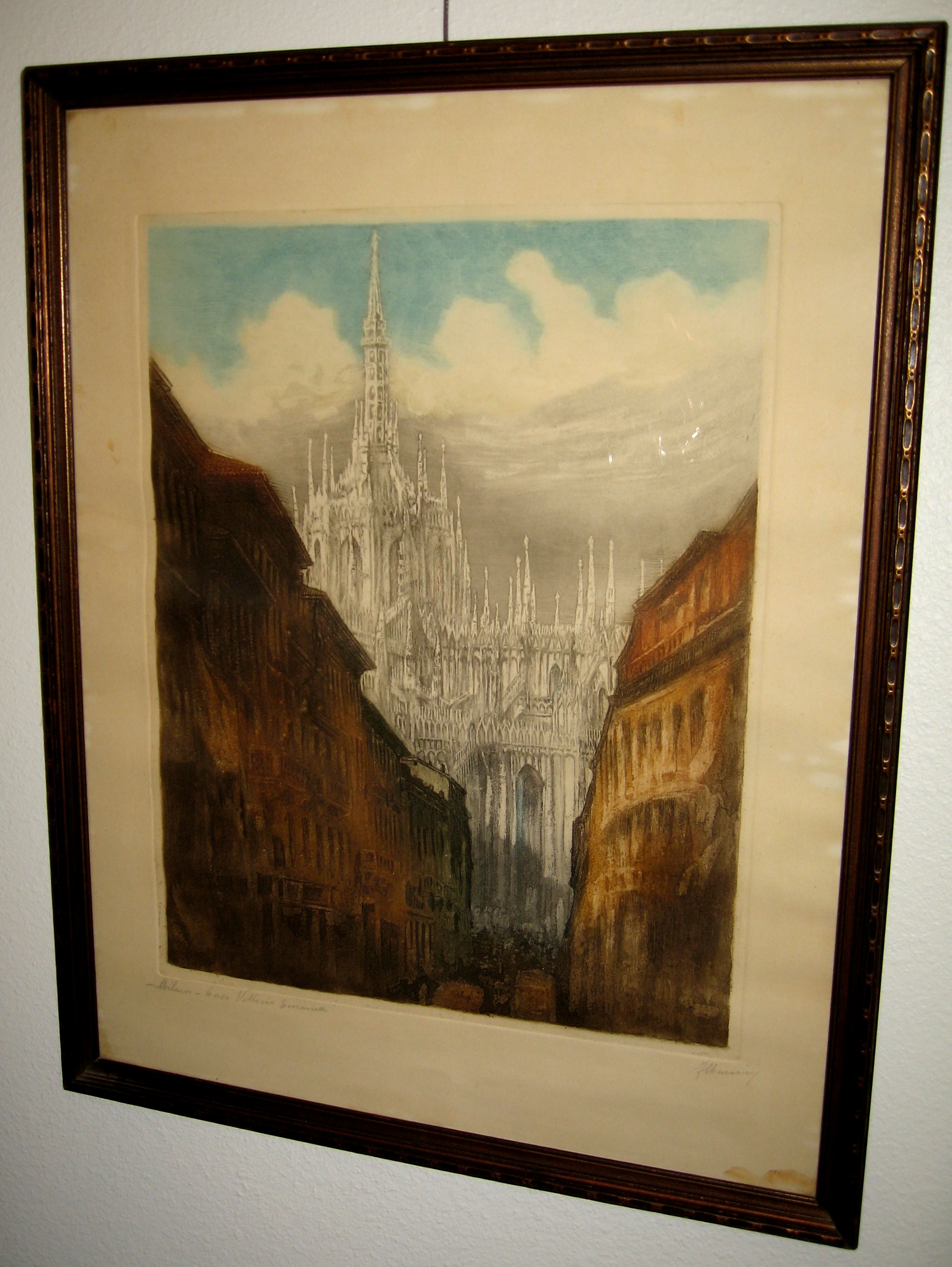 View of Duomo di Milano From the Plaza - Artist Signed