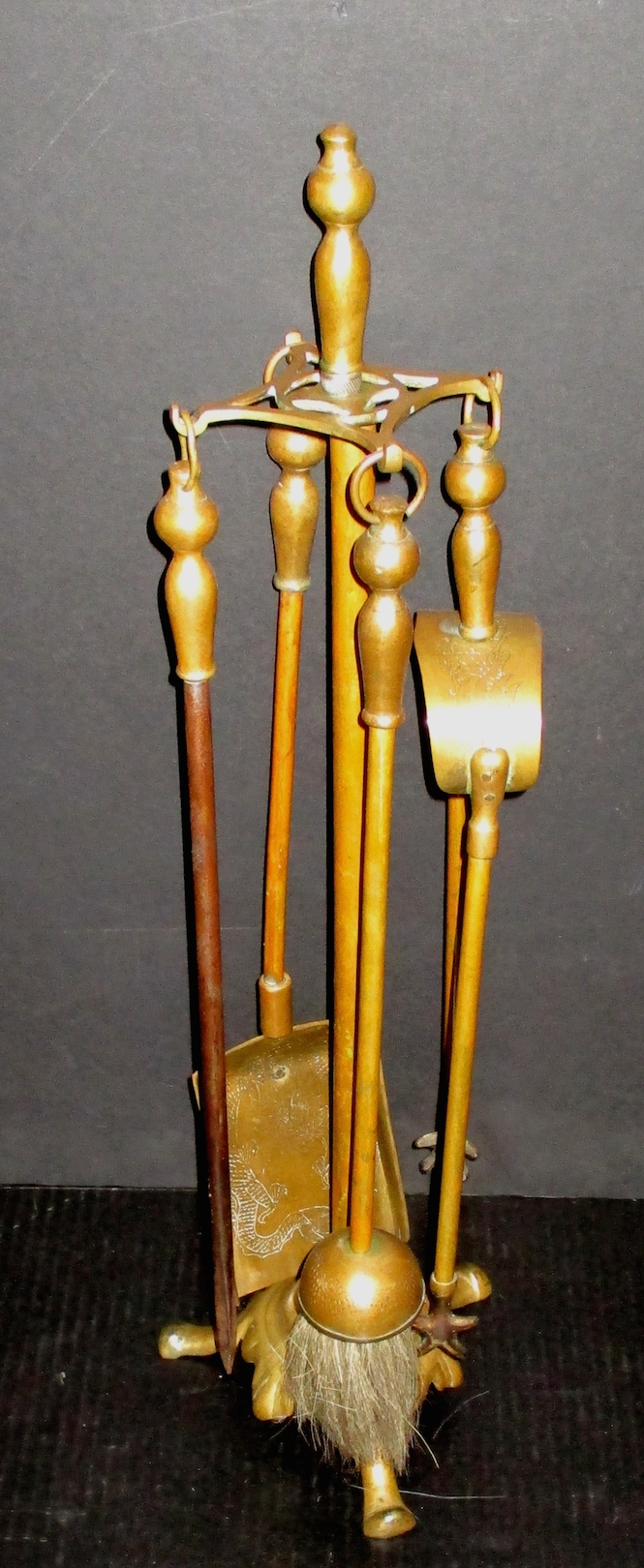 Brass 4 Piece Fireplace Tool Set