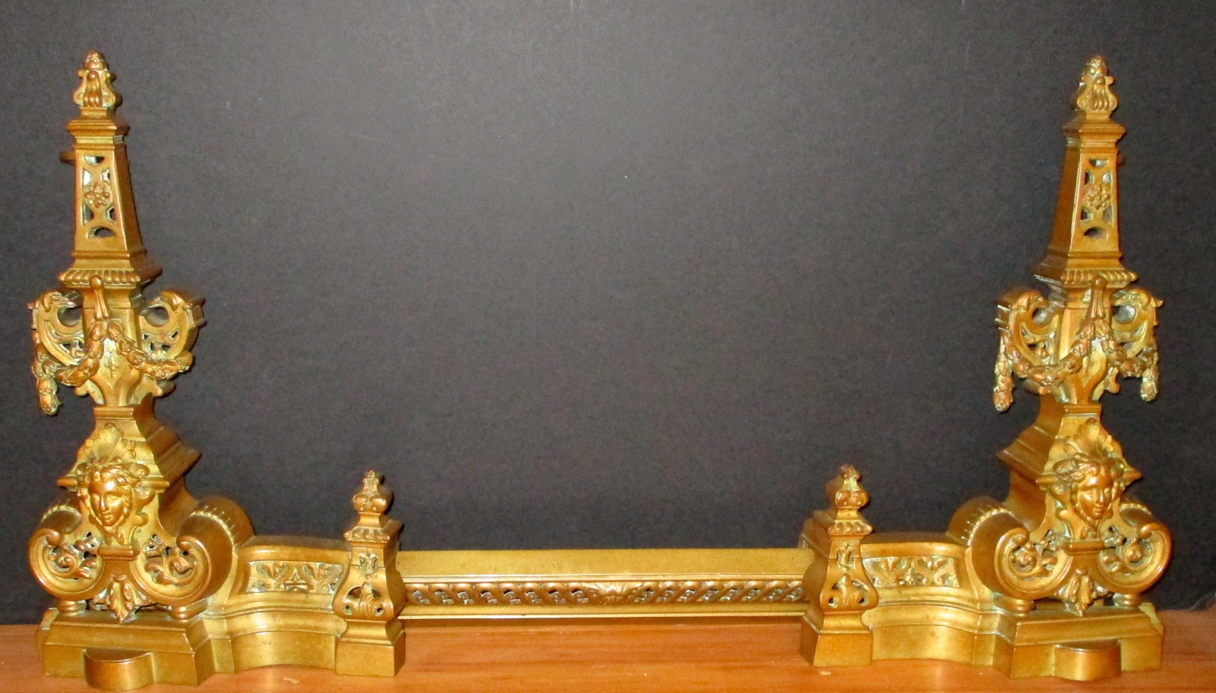 19th Century French Fireplace Fender w/Chenets (adjustable)