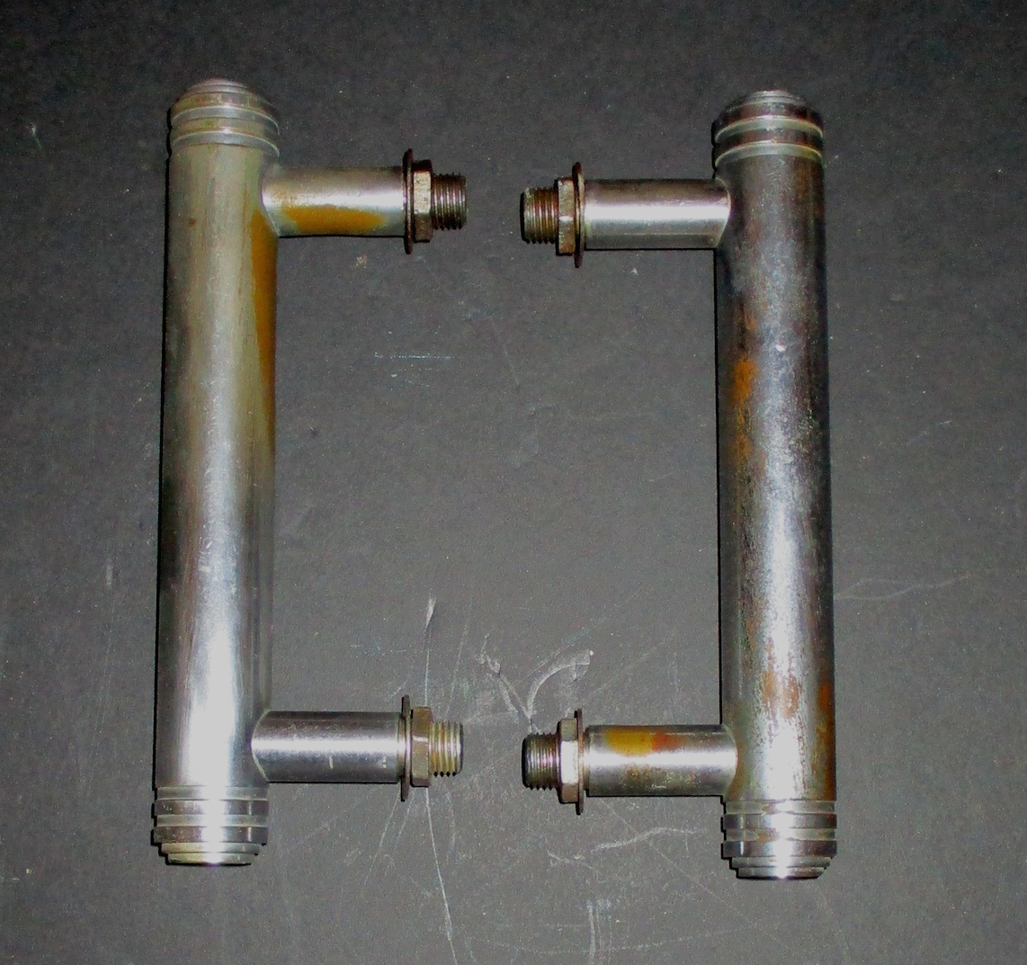 Pair of nickel plated door handles (7" L) (We Restore to Your Specifications)