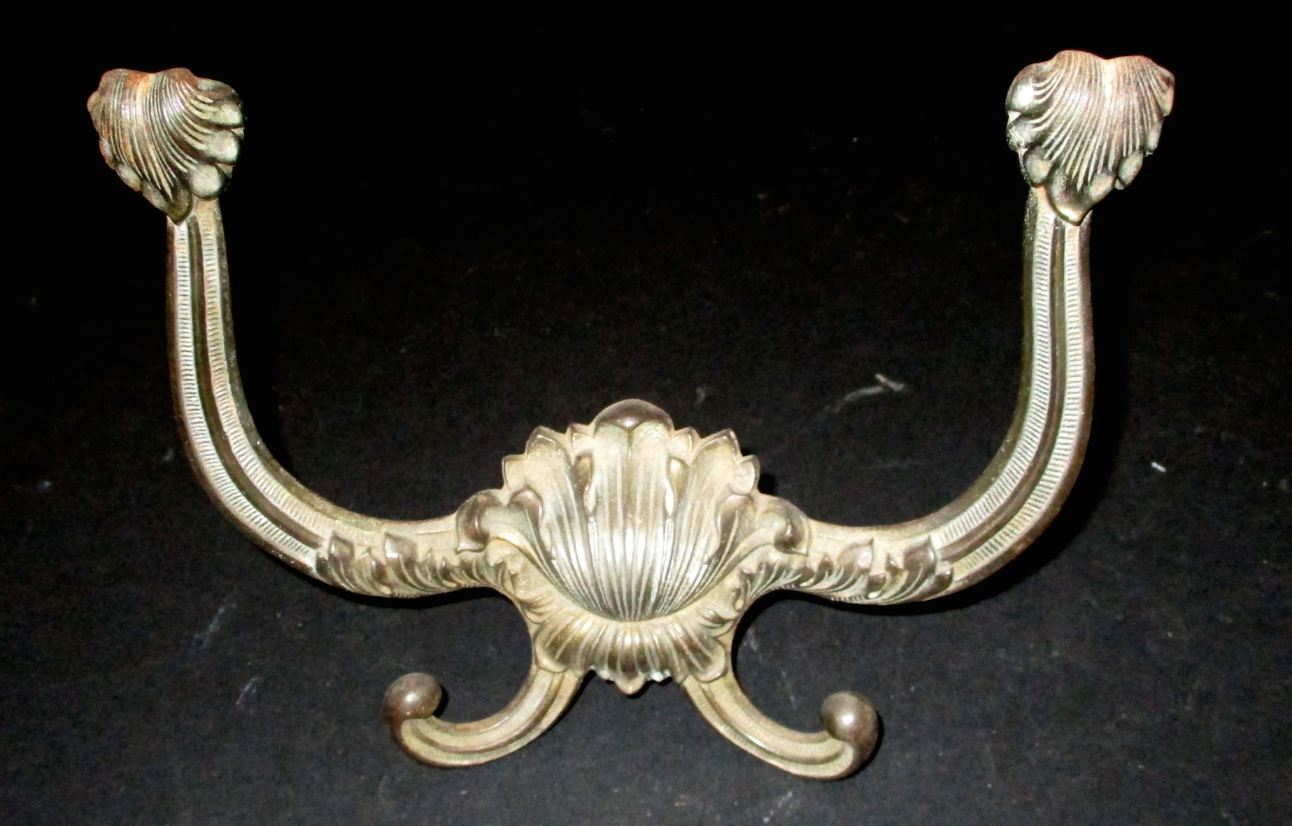 19th Century Brass Plated Iron Coat Hook w/Grotesque Face - 7 3/4" W x 6" H x 2 1/2"" D)