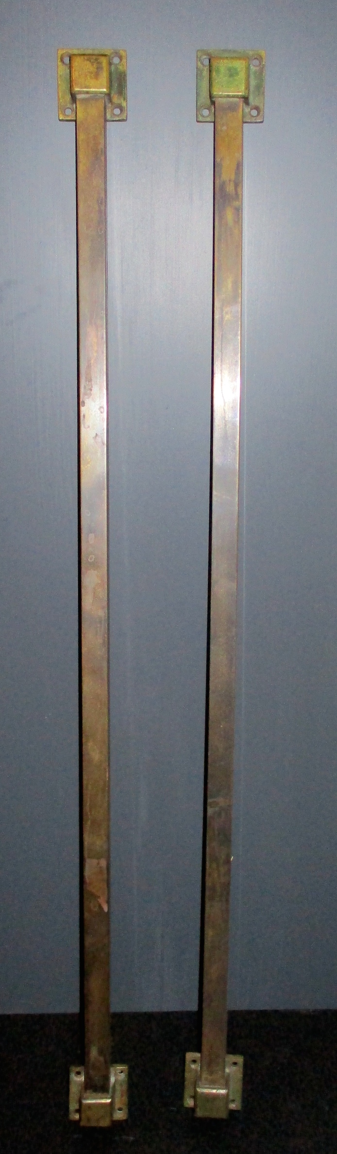 Pair of Large Brass Art Deco Door Handles (31 3/4" L) (We Restore to Your Specifications)