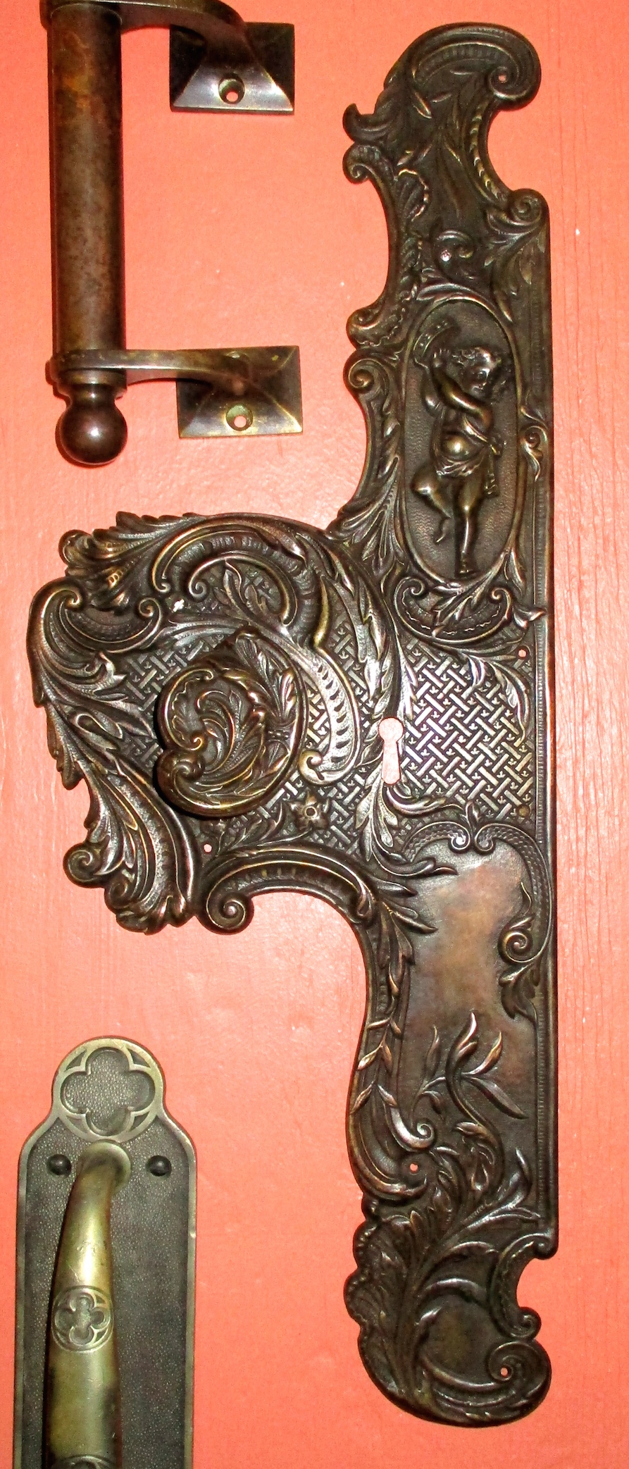 Bronze Door Knob w/Large Ornate Backplate