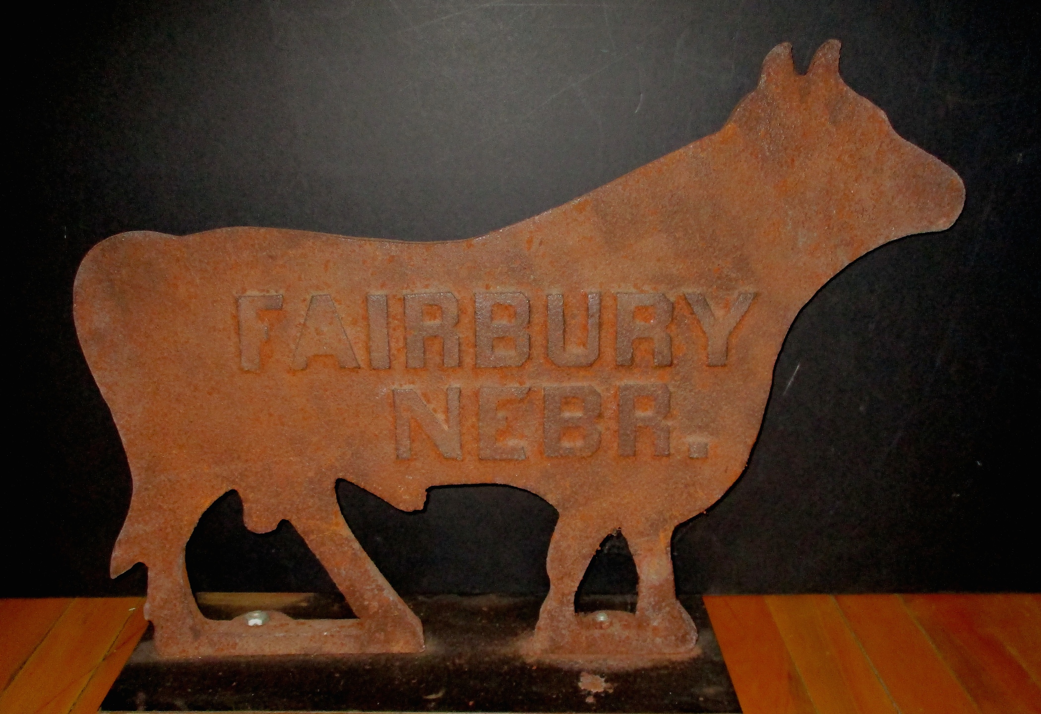 Fairbury Bull Windmill Counterweight w/Weathered Rusty Surface (18" H x 24 1/2" W - 56#) - Mounted on a Custom Stand