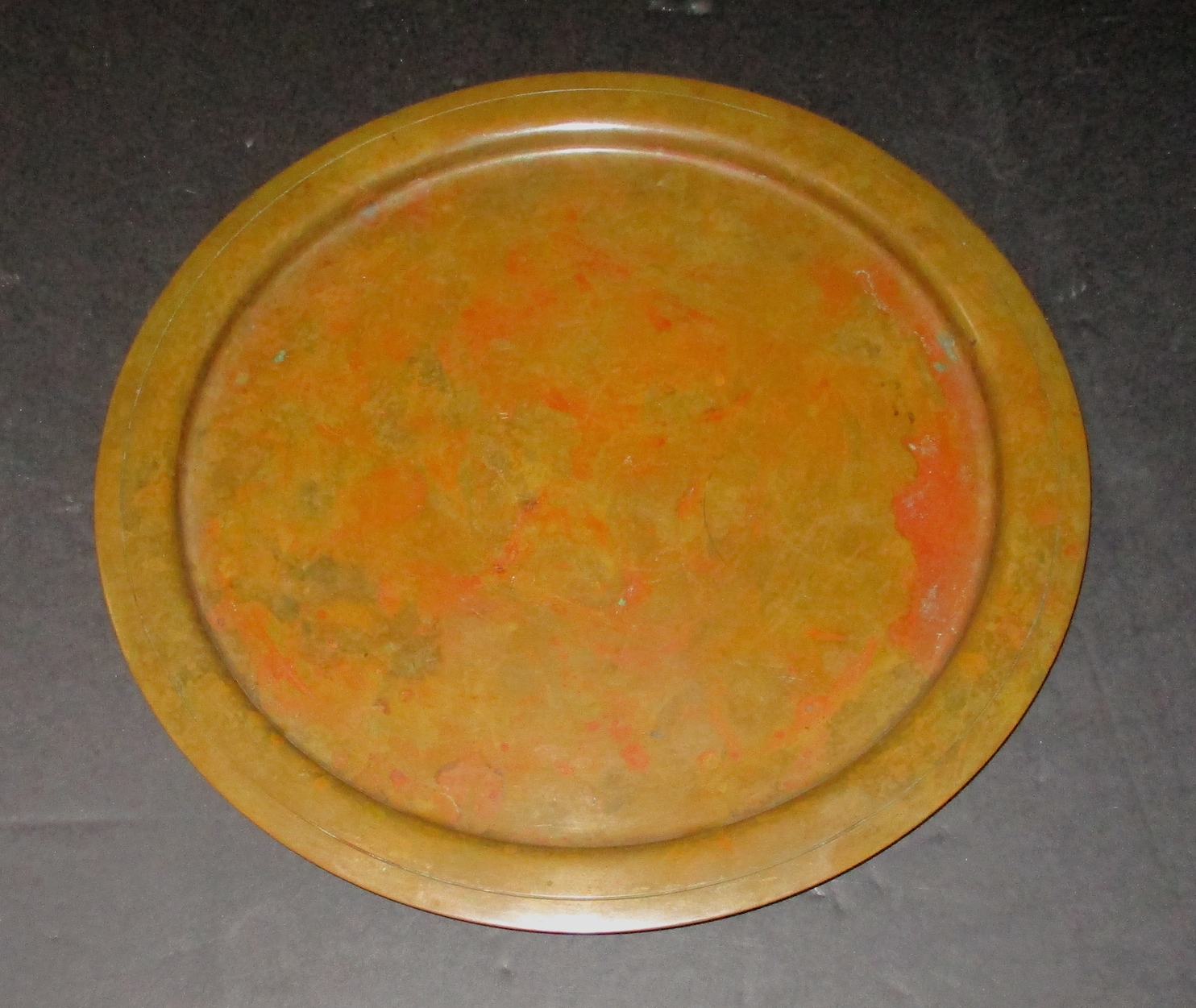 Silver Crest (Marked) Patinated Bronze Tray (11 3/4" Dia)