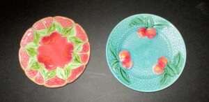 Pair of Majolica Plates w/Fruit Motif (7" and 7 1/2")