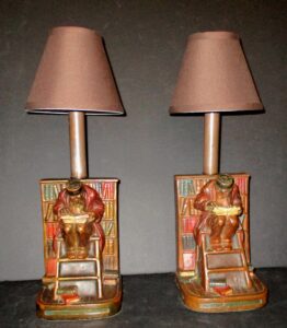 Pair of Refurbished Armor Bronze"Chinese Scholar" Table Lamps - SOLD