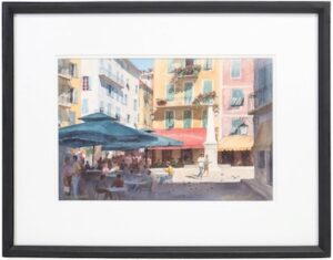 20th Century Watercolor "Nice, France" by Arch Unruh (Kansas, Born 1931).Signed lower right & titled lower left (25 x 32 inches). 
