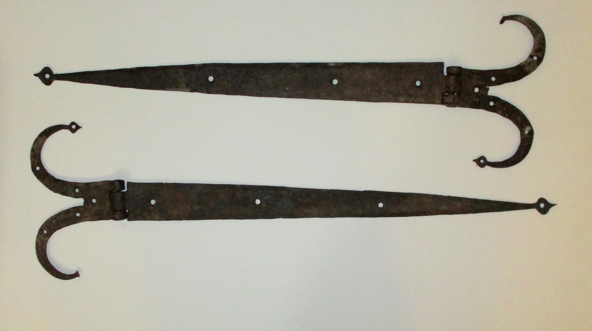 Pair of 19th Century Hand-forged Iron Strap Hinges (32 1/2" x 9")