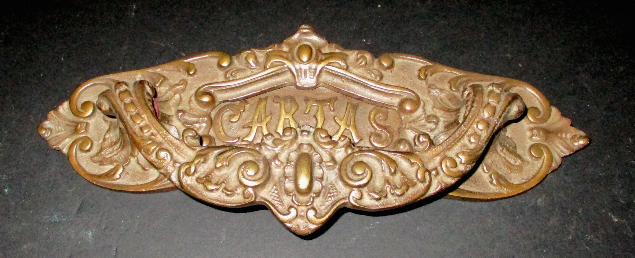 Bronze Spanish Door Knocker & Letter Slot (12" W x 5 1/2" H)