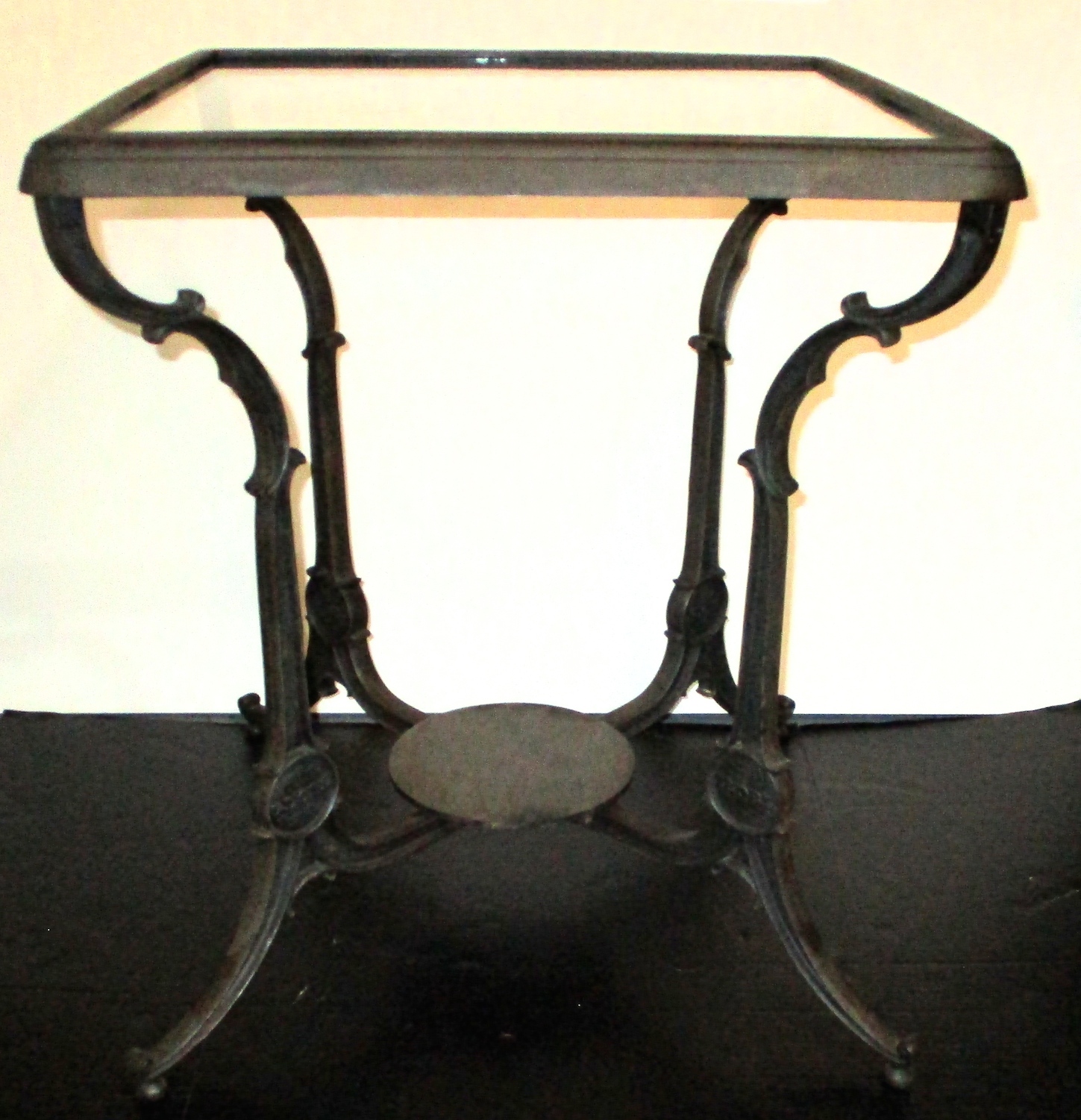 Cast Iron Globe Co.Table w/Glass Top ( 24" W x 24" D x 28 1/2"H) - ON HOLD