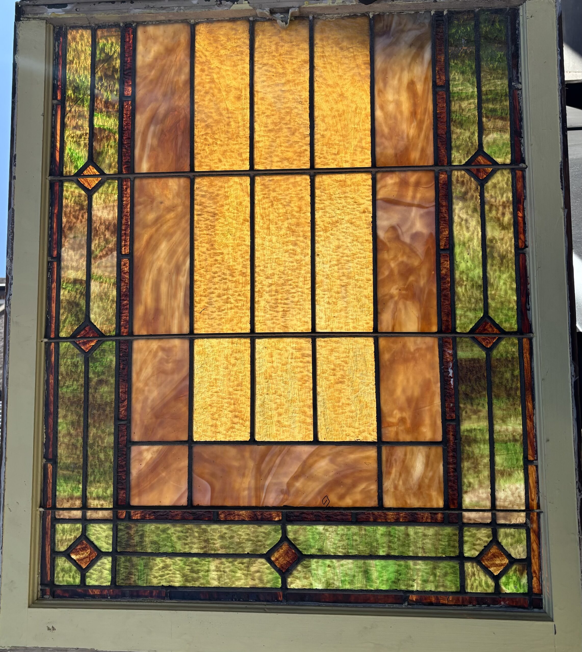 Multi-color Geometrical Design Leaded Glass Window (Several are Available)