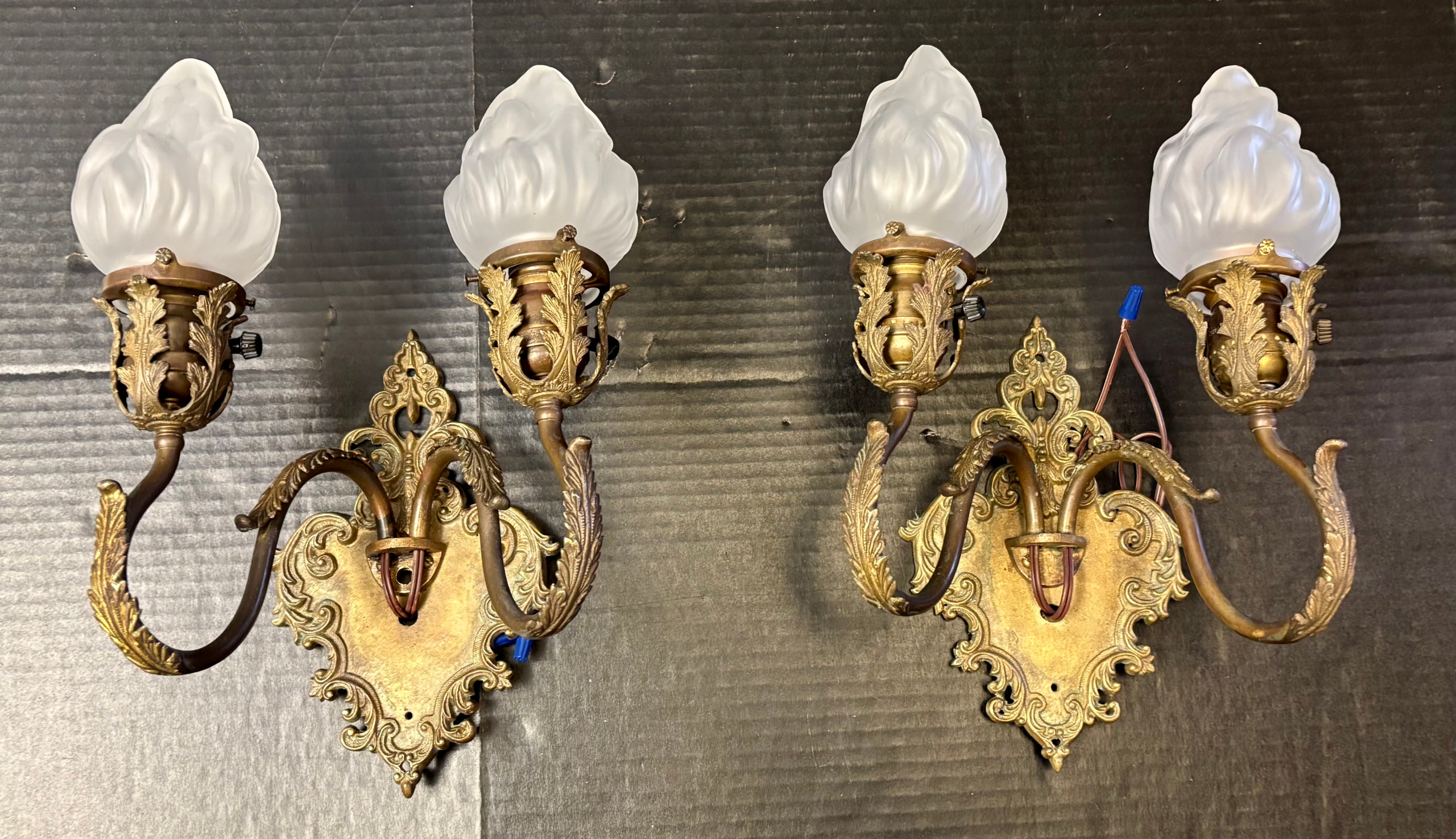 Pair of Restored Dual Light Wall Sconces - SOLD