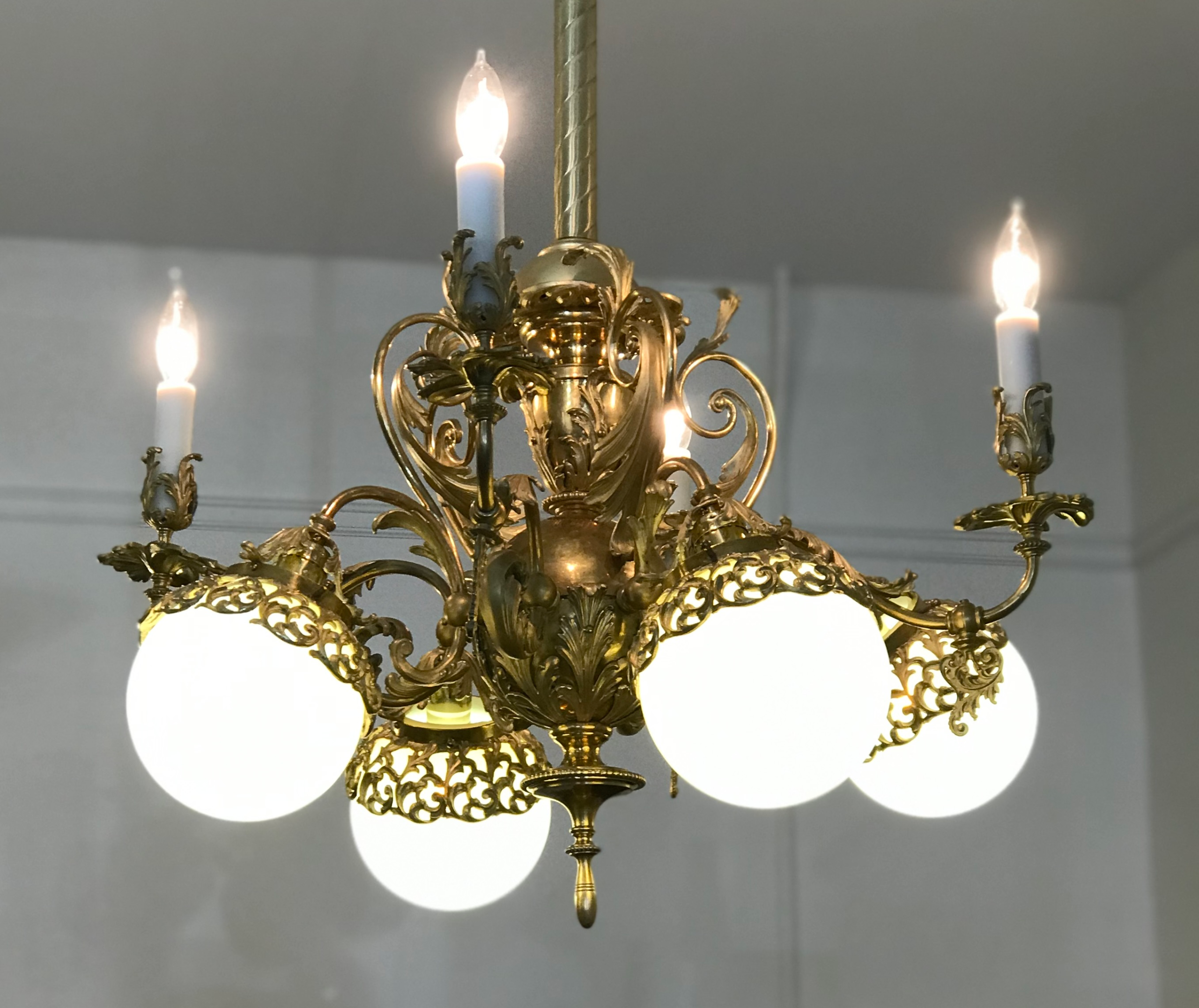Refurbished Iron & Brass Ceiling Light - SOLD