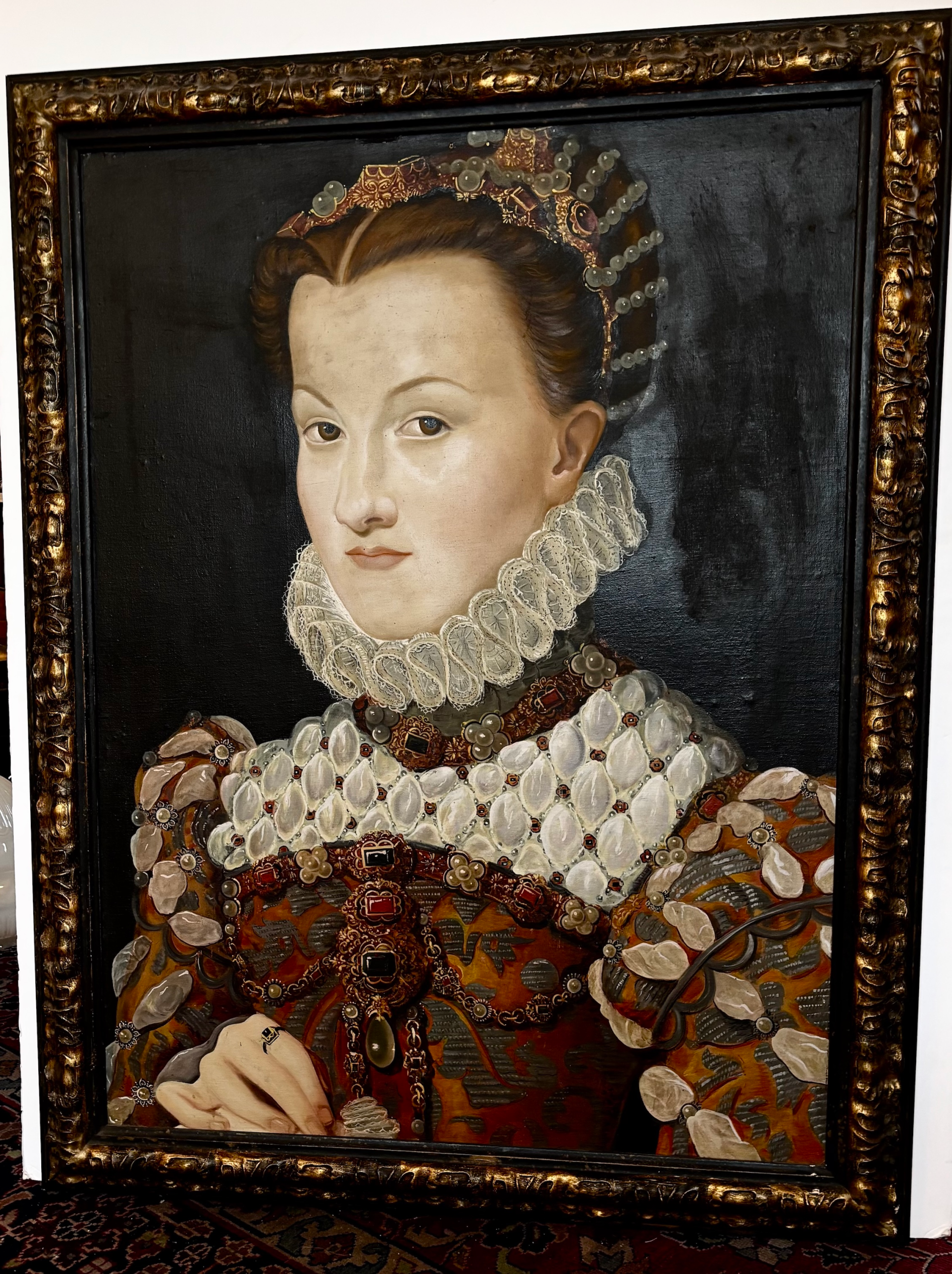 Portrait of Elizabeth Of Austria, Wife of Charles IX of France. Reproduction with Painting on Print